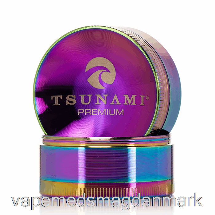 Vape Uden Nikotin Tsunami 1,9 Tommer 4-delt Sunken Top Grinder Regnbue (50mm)